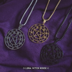 Witch Necklace || 12 Constellations Pendant, Pentagram Astrology Necklace, Witch Jewellery, Gothic Jewelery, Witch Accessories, Witchcraft.