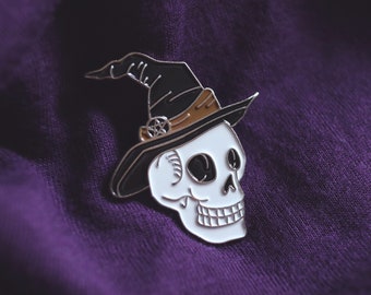 Witch Skull Enamel Pin - Spooky Horror Brooch