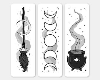 Witchcraft Bookmarks Set – Pagan Witchcore Stationery Gift
