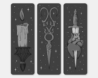 Conjunto de Marcadores de Livro Góticos – Arte Bruxa, Presente para Leitores de Dark Academia