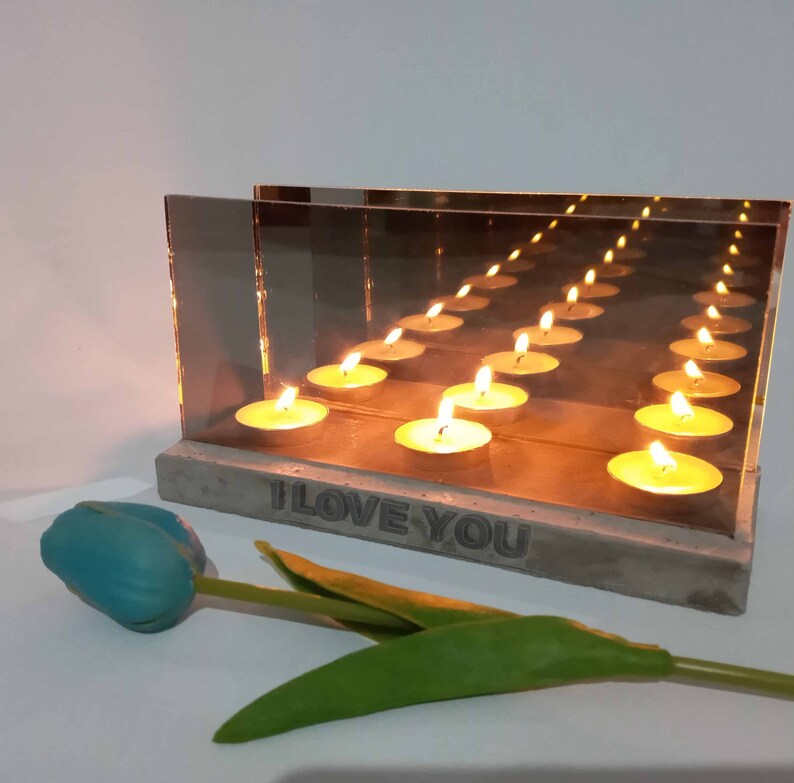 TEALIGHT Infinity CANDLE HOLDER Mirrored Glass Candle Etsy