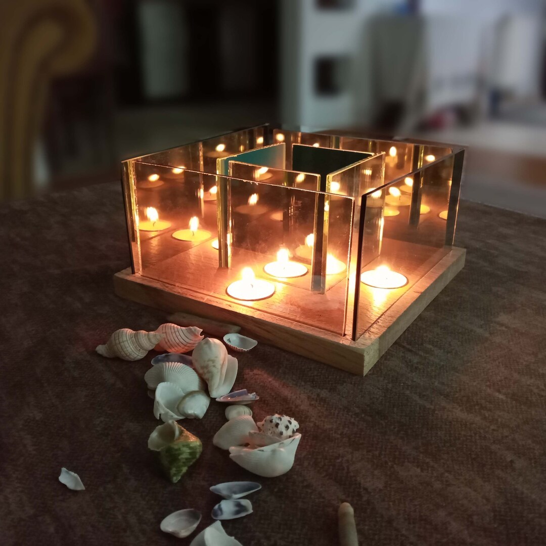 4sided Infinity CANDLE HOLDER, Wood Gift, Unique Home Decor