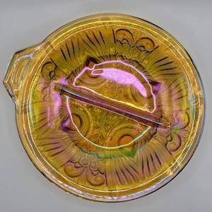 Vintage Marigold Carnival Glass Divided Plate