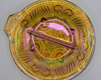 Vintage Marigold Carnival Glass Divided Plate