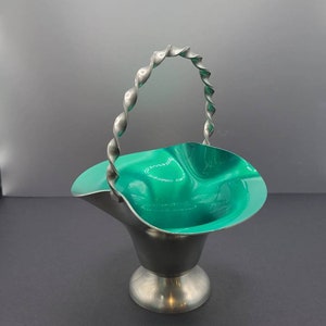 Pewter Green Enamel Basket -TINN Norway