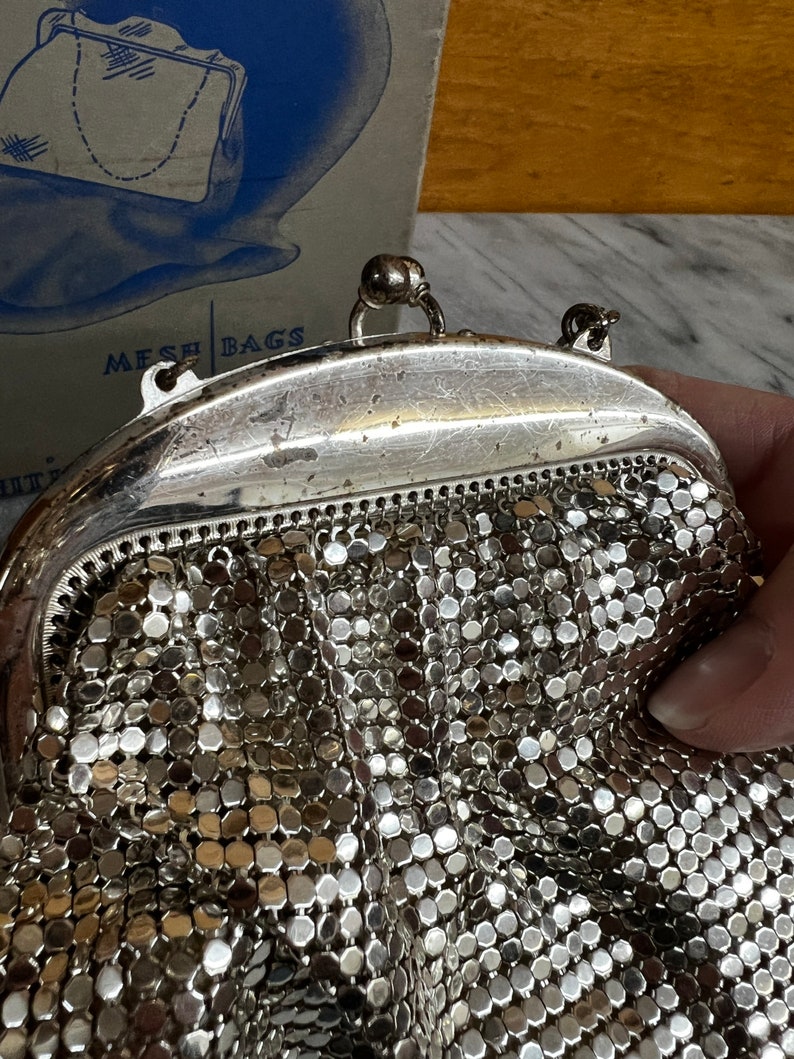 Vintage 1920s-1930s Whiting and Davis clutch/evening bag/ made in USA/ with original box image 1