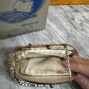 Vintage 1920s-1930s Whiting and Davis clutch/evening bag/ made in USA/ with original box image 6