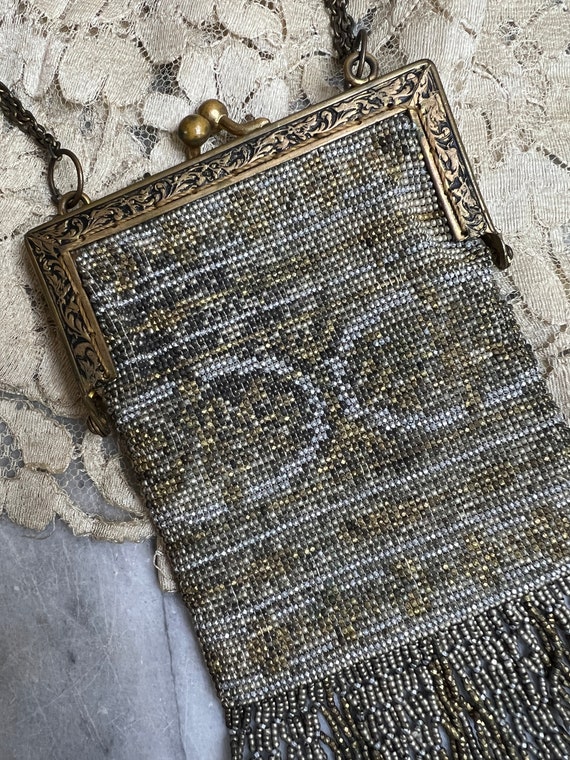 Antique Edwardian knitted beaded bag with silver frame. hbed104 – Earthly  Adornments