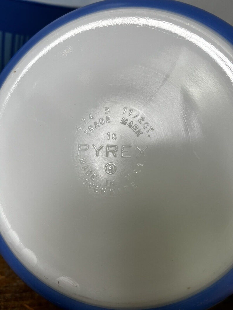 Vintage Pyrex Barcode Blue Stripes MCM 475 474 473 Casserole Dish With ...