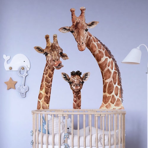 Giraffe Nursery Wall Decal Giraffe Wall Sticker Watercolor Etsy