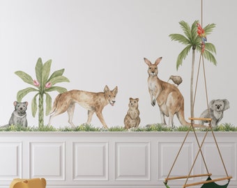 Australian Animals Nursery Wall Decal, Jungle Animals Decals in Large Size, Wild Animals Stickers, Watercolour Nursery Decals