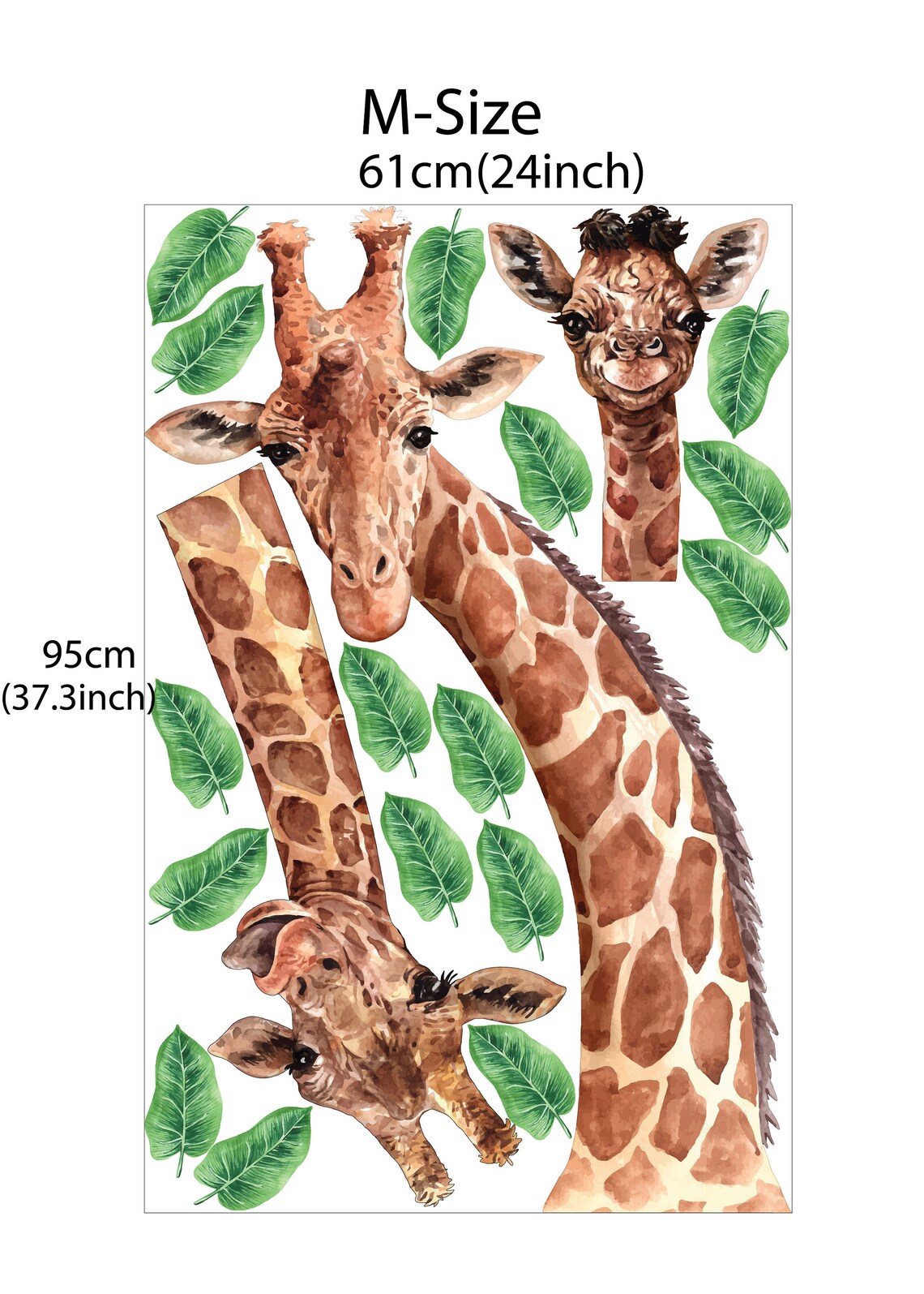 Giraffe Nursery Wall Decal Giraffe Wall Sticker Watercolor Etsy