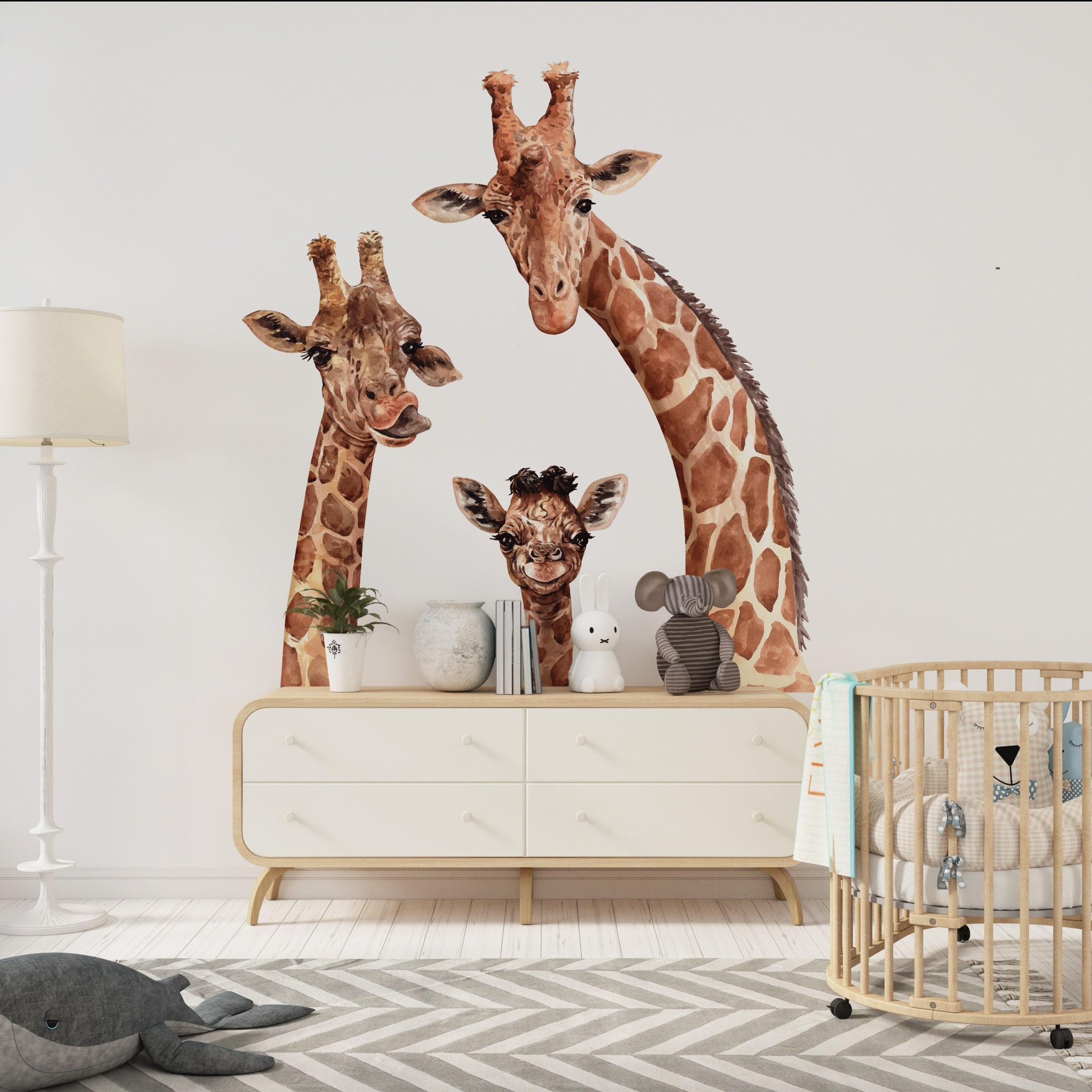 Sticker Chambre bébé Jolie girafe pour fille avec nom - TenStickers