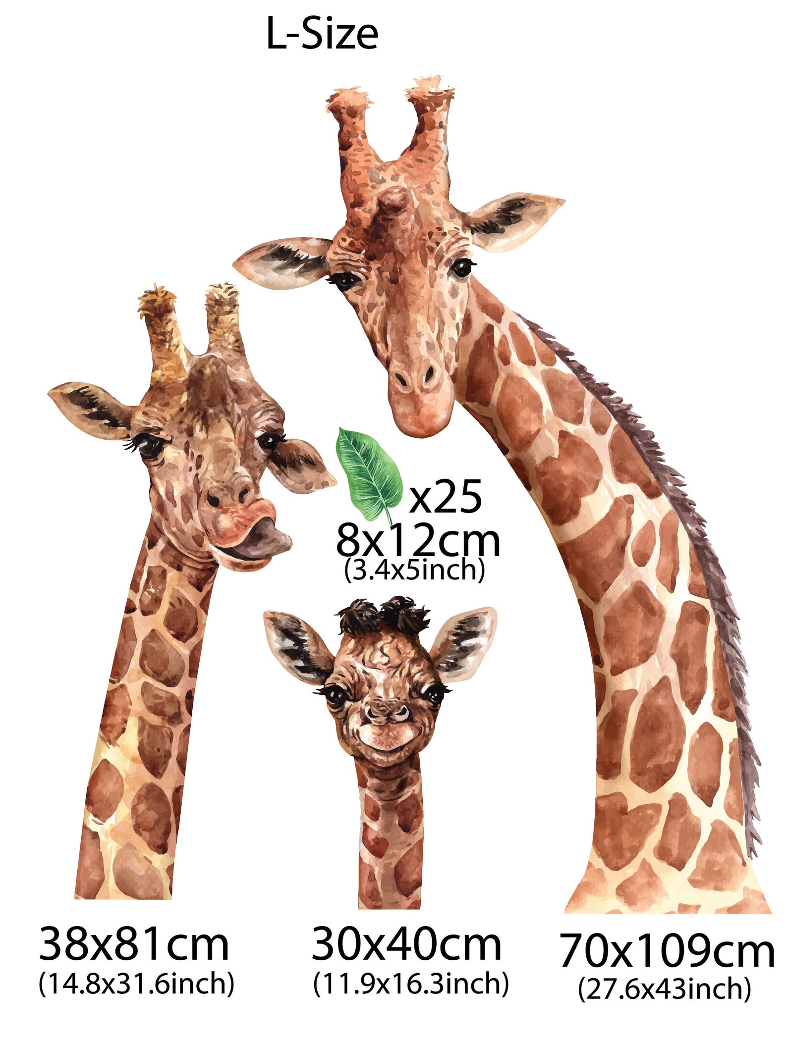 Giraffe Nursery Wall Decal Giraffe Wall Sticker Watercolor Etsy