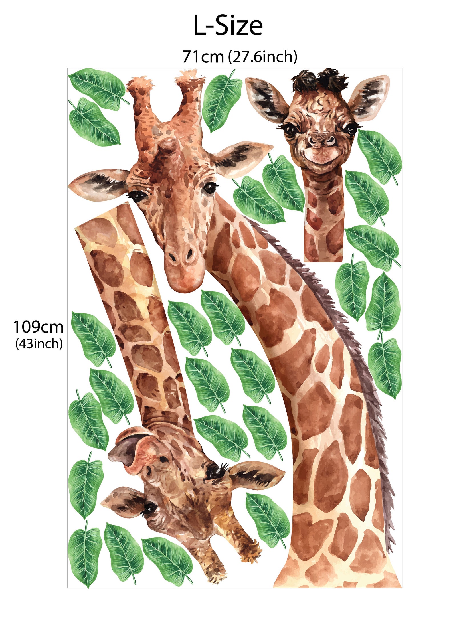 Giraffe Nursery Wall Decal Giraffe Wall Sticker Watercolor Etsy