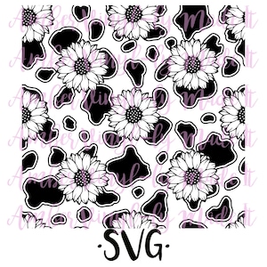 Cow Print & Sunflowers || Seamless Burst Digital File || SVG ||