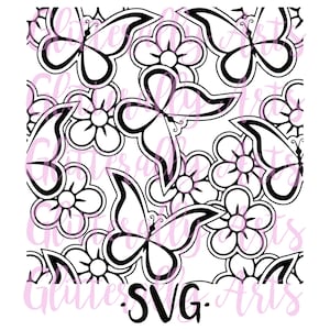 Butterflies || Flowers ||  Seamless Burst Digital File || SVG ||