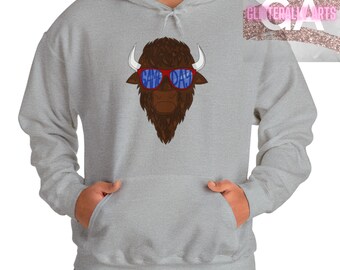 Büffel Spieltag || Büffelbekleidung || Unisex Schwere Mischung Kapuzen Sweatshirt