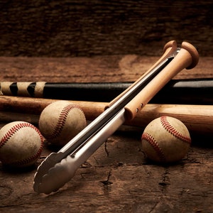 Customizable Splitfinger Tongs - Baseball BBQ