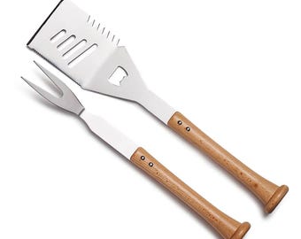 Customizable "Turn Two" BBQ Tool Set by Baseball BBQ