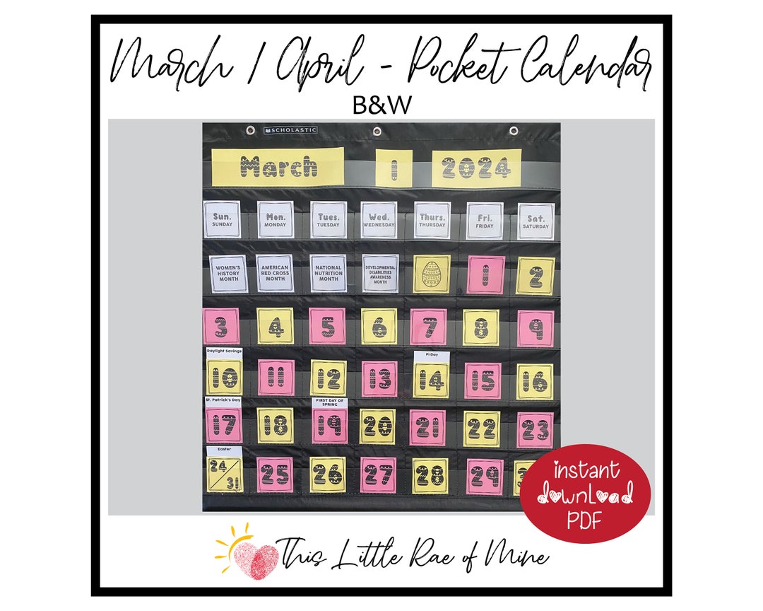 Pocket Calendar Easter Printable Calendar Cards DIY Make Your Own ...