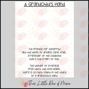 Grandchild's Hand Poem Grandparents Day Handprint Art Printable ...