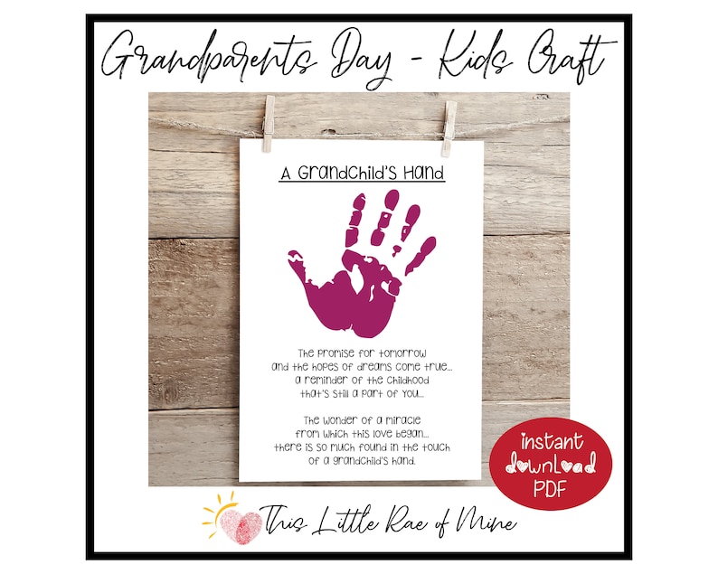 Grandchild's Hand Poem Grandparents Day Handprint - Etsy