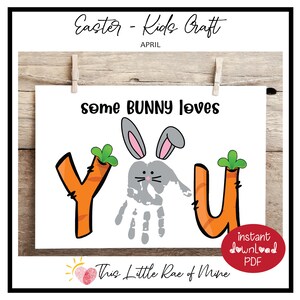 Some Bunny Loves You - Ostern - Fußabdruck Handabdruck Kunst - Andenken - Druckbar - Basteln für Kinder - DIY Kinderbasteln - April