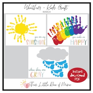 You are my sunshine - sun - rainbow - rain cloud - Handprint Art - footprint - printable keepsake - DIY kid craft - weather - spring - march