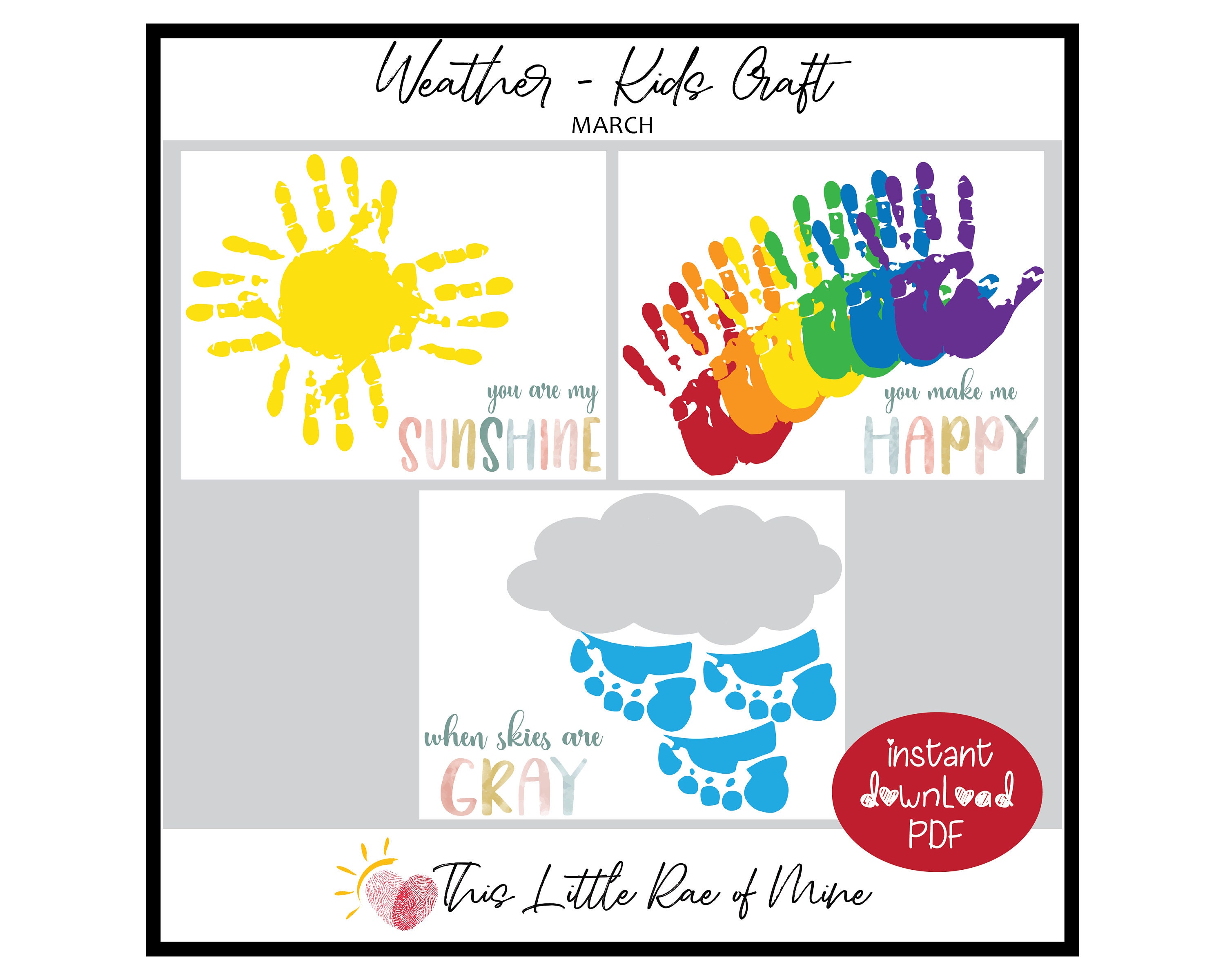 You Are My Sunshine - Sun - Rainbow - Rain Cloud - Handprint Art ...