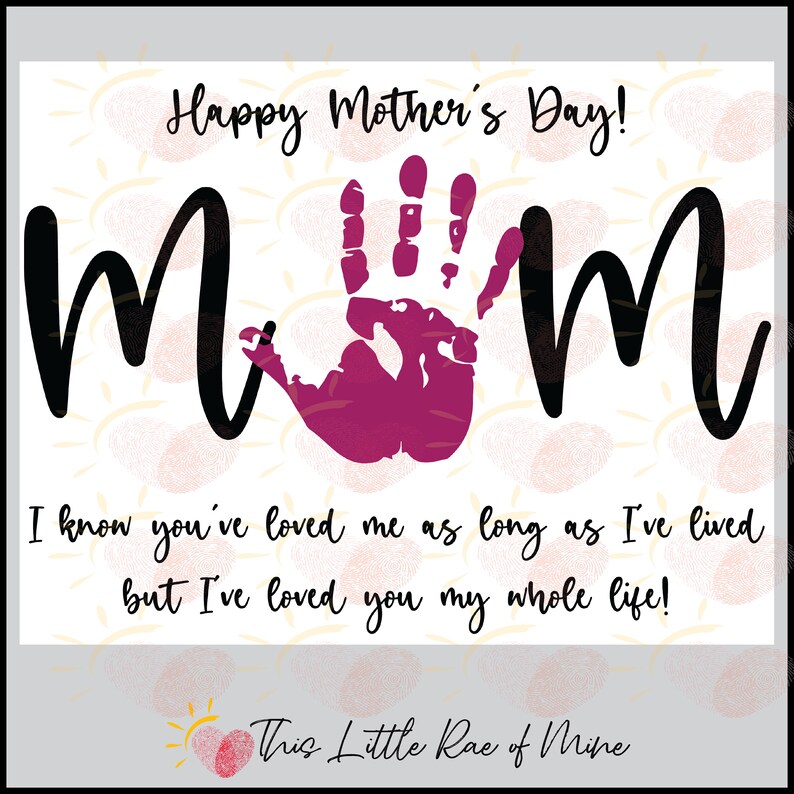 Mom Mother's Day Handprint Art Printable Handprint - Etsy