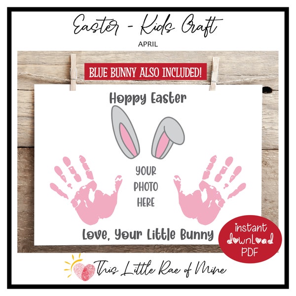 Hoppy Easter - Love your little bunny - handprint Art - photo - Keepsake - Printable - Craft for kids - school activity project - April