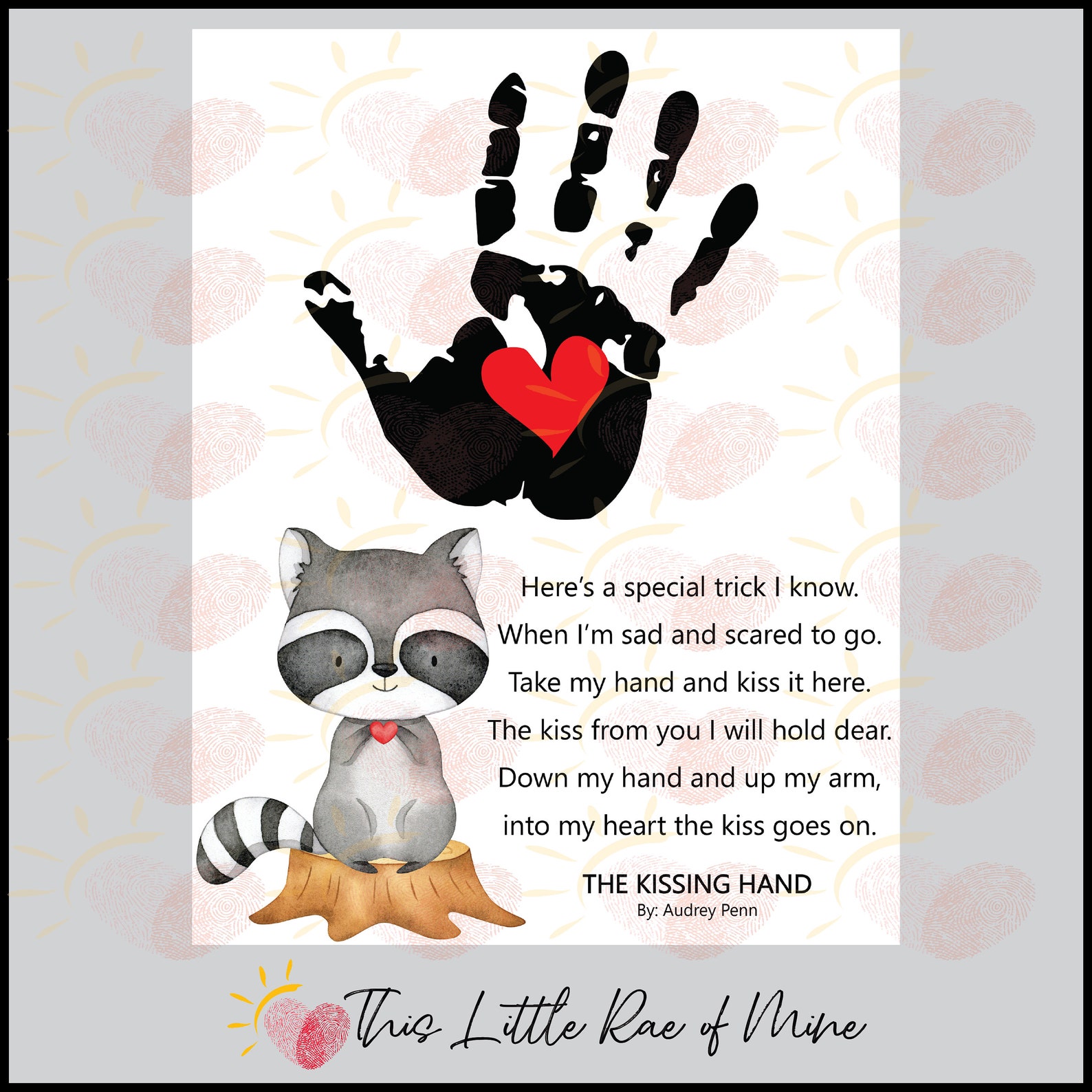 The Kissing Hand Racoon Story Book Craft First Day of Etsy