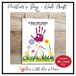 Si les mamans étaient des fleurs - Je vous choisirais à chaque fois - Fête des Mères - à imprimer - Impression d'art à la main - Bricolage souvenir pour enfants - Cadeau - Carte - Mai
