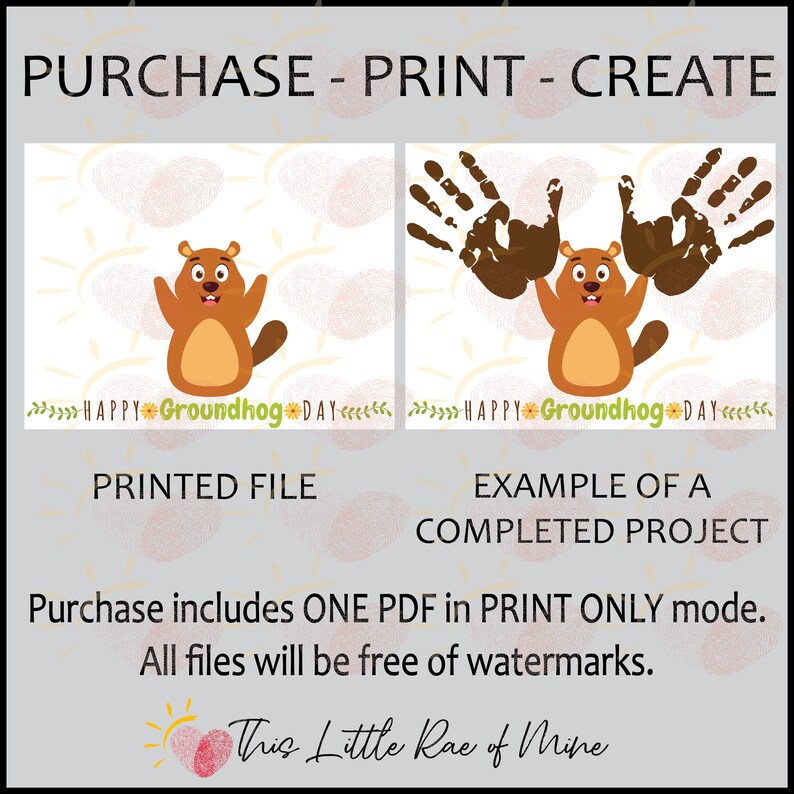 Groundhog Day - Spring - Winter - Handprint Art - Printable - DIY Kid ...