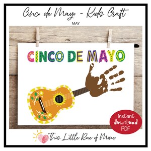 Cinco De Mayo - 5 de mayo - Cinco de mayo - guitarra - México - Arte de huellas de manos - arte de huellas - imprimible - recuerdo - manualidades para niños DIY