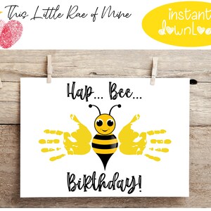 Anniversaire Hap Bee - bourdon - carte d'anniversaire - empreinte de main - cadeau - imprimable - souvenir - travaux manuels pour enfants - cadeau fait main