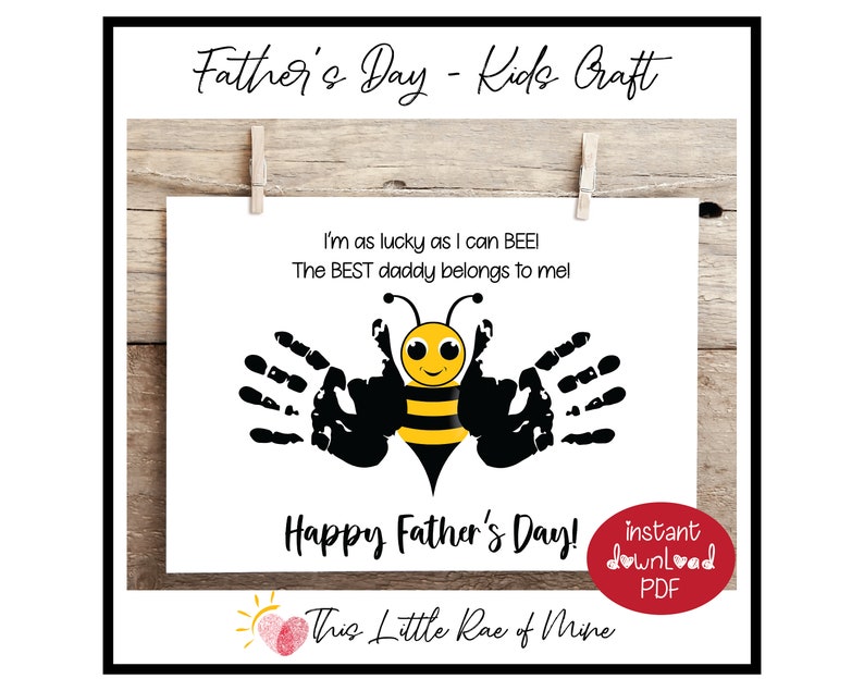 Lucky as Can Bee - Bumble Bee - Father's Day - Handprint Art ...