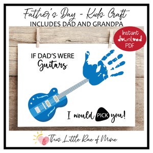 Ik zou jou kiezen - gitaar - Fijne Vaderdag - afdrukbaar - Handafdrukkunst - aandenken - DIY kinderknutsel - handgemaakt cadeau - kaart - vader - opa