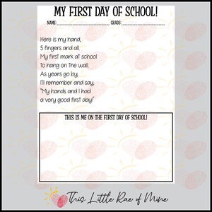 First Day of School - Back to School - Printable - Handprint Art ...