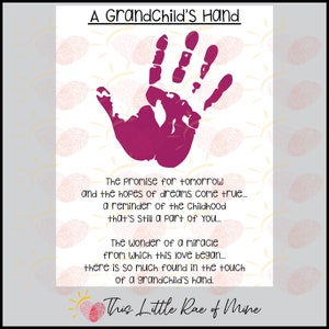 Grandchild's Hand Poem Grandparents Day Handprint Art Printable ...
