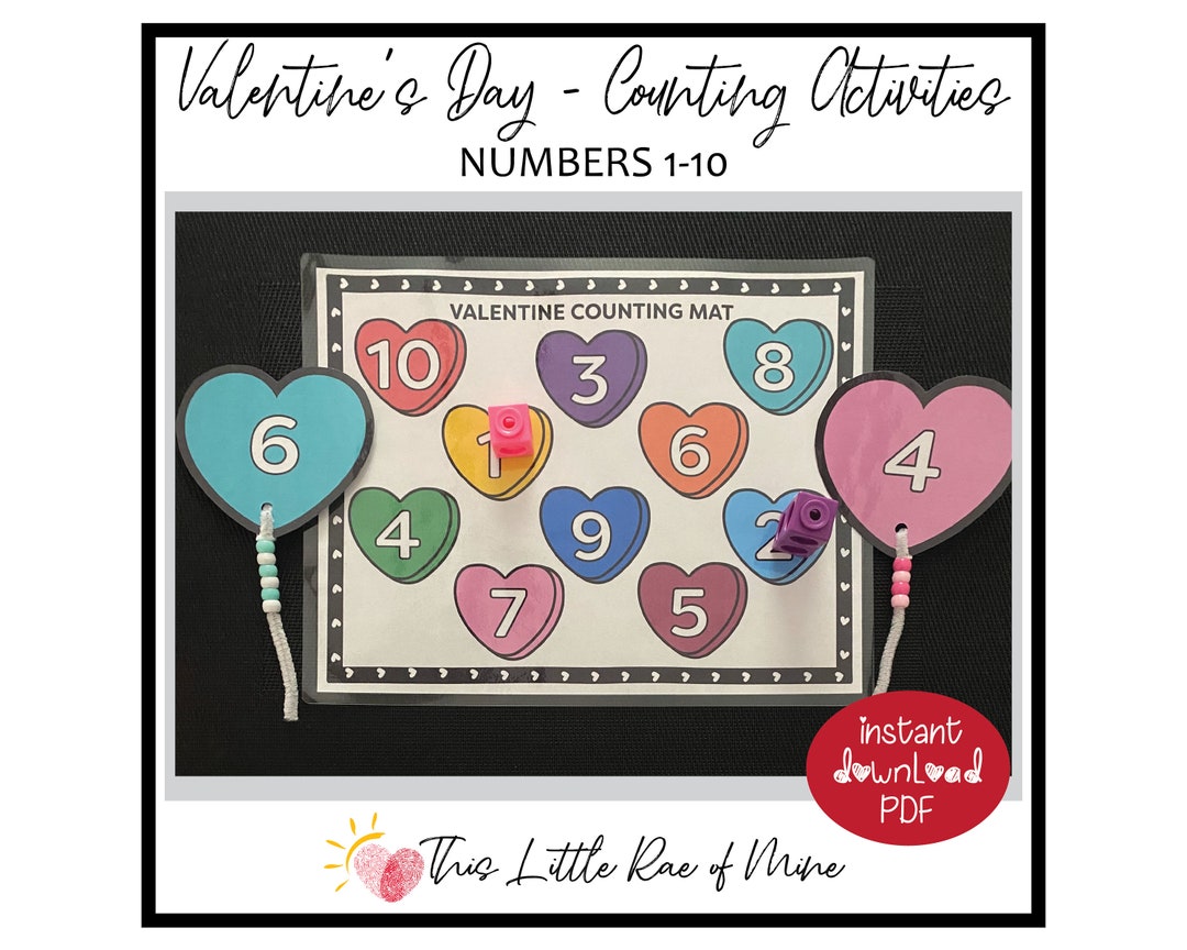 Valentine's Day - Heart - Counting Mat - Bead Threading - Numbers 1-10 ...