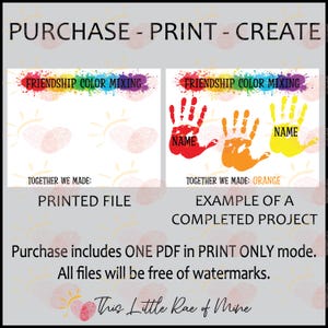 Handprint Mix Friendship Color Mixing - Love - Kindness - Friendship - Printable ...