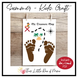 Schatzkarte - Schatzsuche - Pirat - Sommer - Fußabdruck Kunst - Zum Ausdrucken - Handabdruck Basteln - Andenken - DIY Kinder Basteln - handgemachtes Geschenk