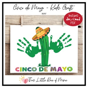 Cinco De Mayo - 5 mei - Vijfde mei - cactus - Mexico - Handafdrukkunst - voetafdrukkunst - afdrukbaar - aandenken - DIY kinderambacht
