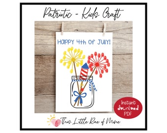 Happy 4th of July - Sparklers - USA - Patriotic - printable - fingerprint art - Handprint art - keepsake - DIY kids craft - fireworks