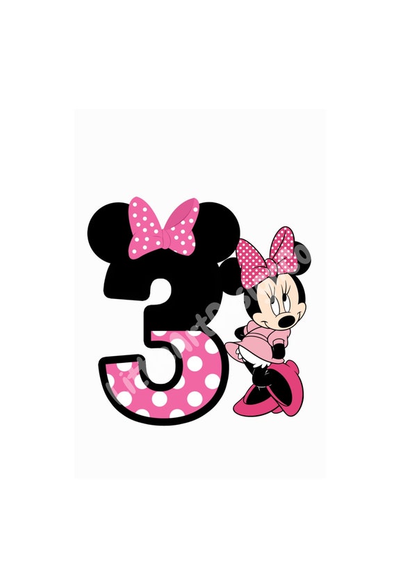 printable minnie mouse 3rd birthday cake topper birthday etsy
