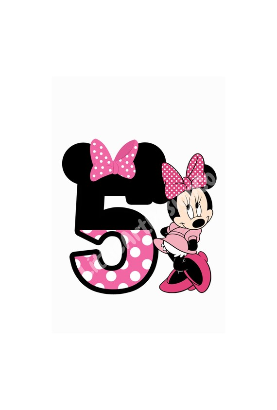 printable minnie mouse 5th birthday cake topper birthday etsy