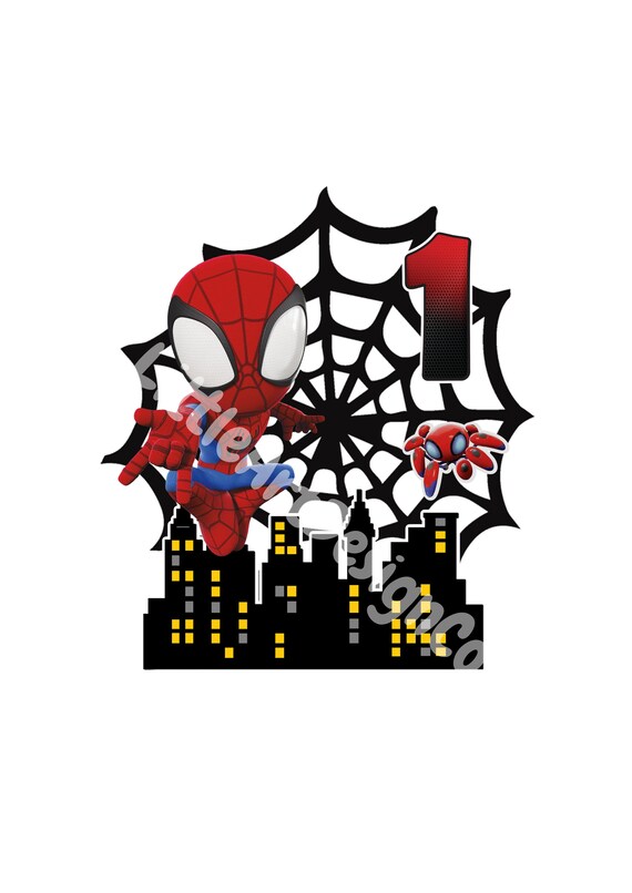 printable spidey 1st birthday spiderman cake topper etsy