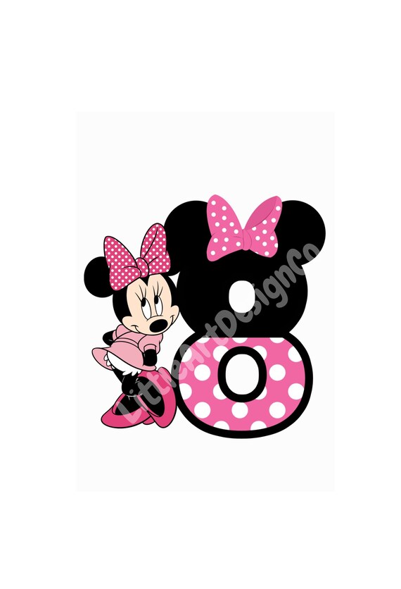 printable minnie mouse 8th birthday cake topper birthday etsy